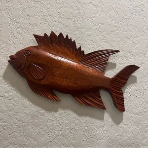 Wooden Fish Tropical Hand Carved Decor Carved In Roatan 14” X 8”